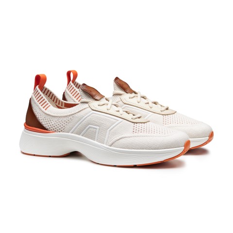 Men's white stretch knit Easy Bounce sneaker - Santoni - 2