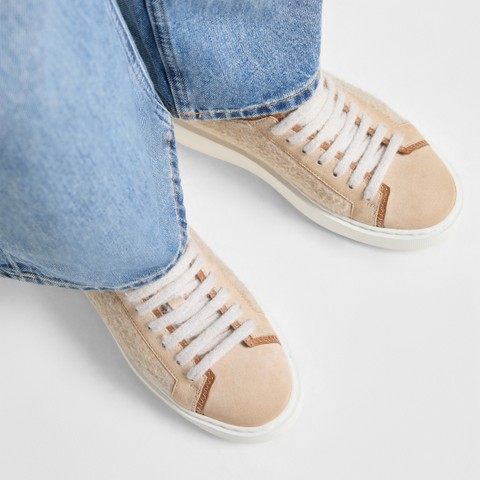 Women's dove grey suede sneaker - Santoni - 7