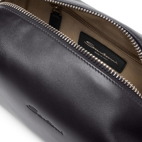 Schwarze Pochette aus Leder - Santoni - 5