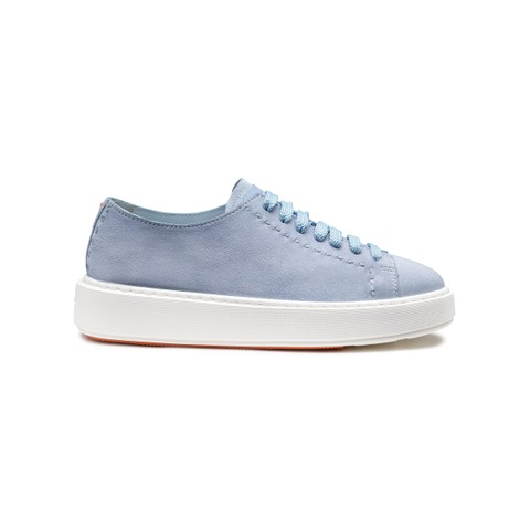 Women's light blue suede sneaker - Santoni - 1