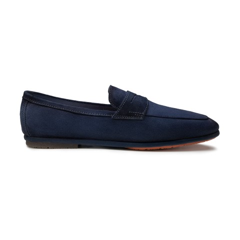 Men's blue suede Carlo Driver penny loafer - Santoni - 1