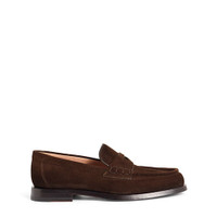 Women’s dark brown suede penny loafer - Santoni - 1