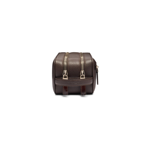 Dark brown tumbled leather beauty case - Santoni - 3