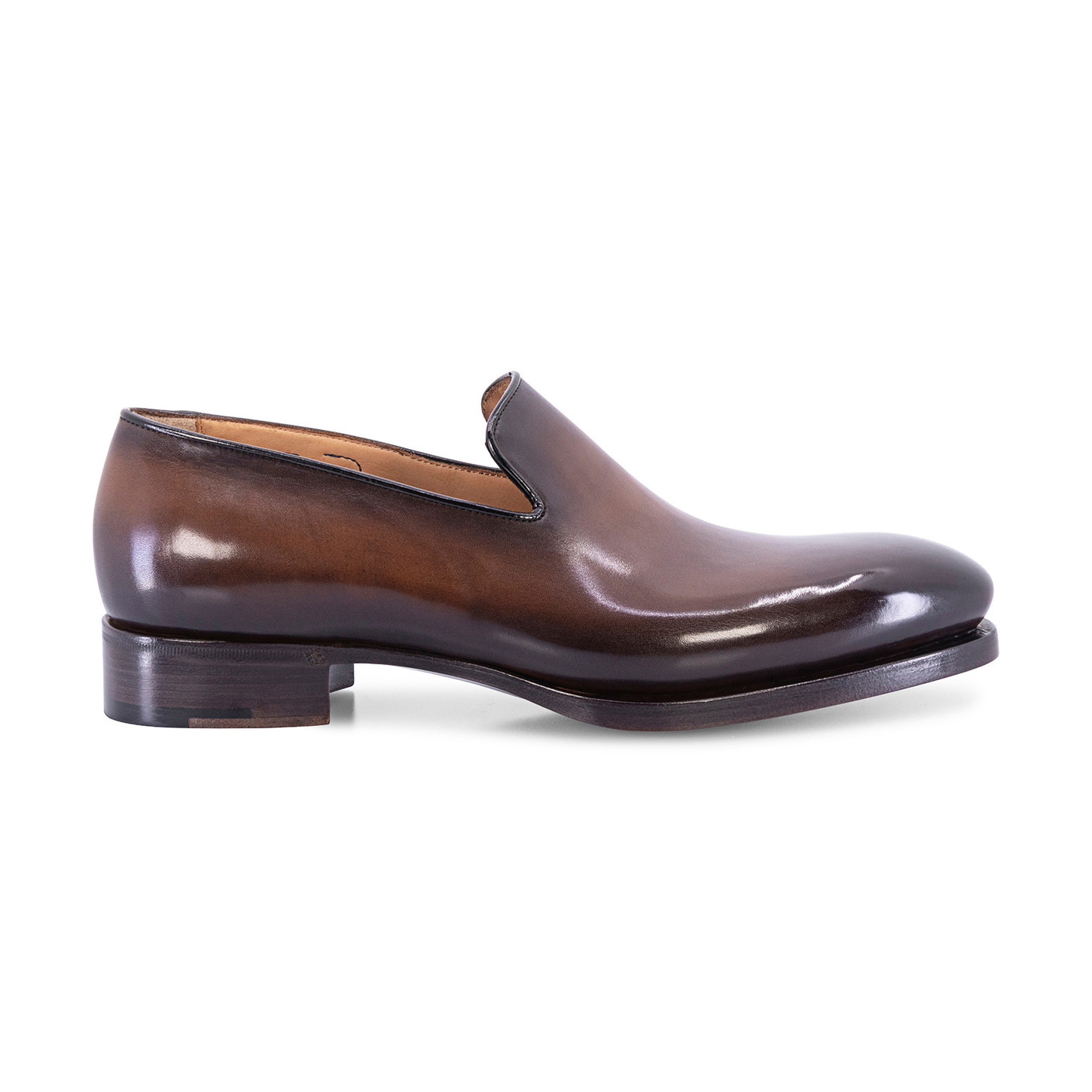 Santoni Mocassino Uniqua da uomo in pelle anticata marrone