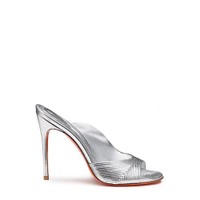 Silberfarbene Sandalen f&uuml;r Damen aus Leder mit hohem Absatz - Santoni - 1