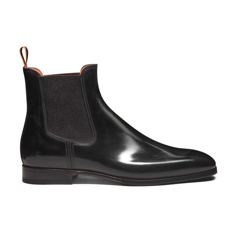 Men’s black leather Chelsea boot - Santoni - 1