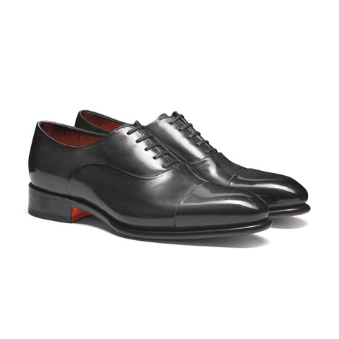 Men's grey leather Oxford shoe - Santoni - 3