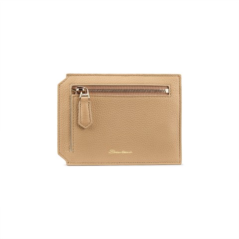 Beige tumbled leather document holder - Santoni - 1
