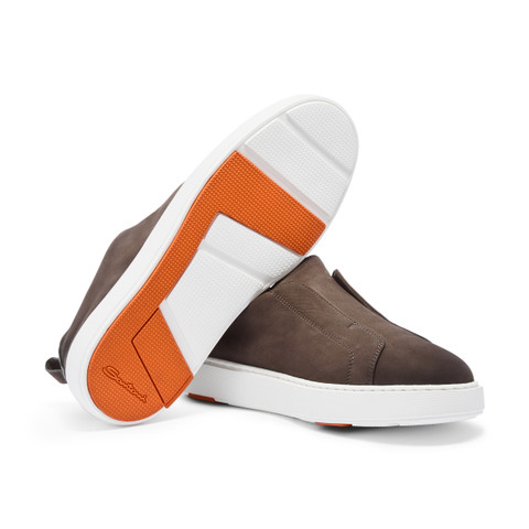 Graue Slip-on-Sneakers für Herren aus Nubuk - Santoni - 3