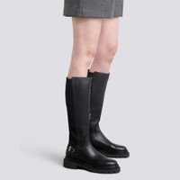 Women's black leather boot - Santoni - 2