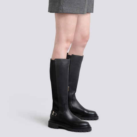 Women's black leather boot - Santoni - 2
