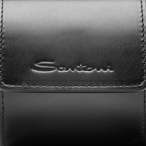Black leather small watch case - Santoni - 5