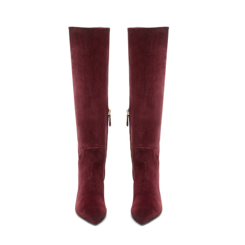 Women's burgundy suede high-heel boot - Santoni - 3