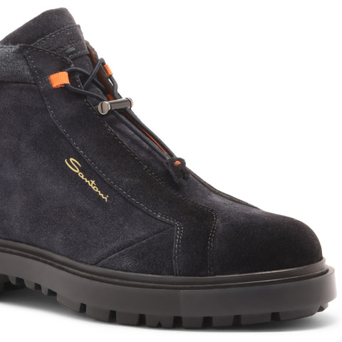 Men's blue suede hiking boot - Santoni - 6