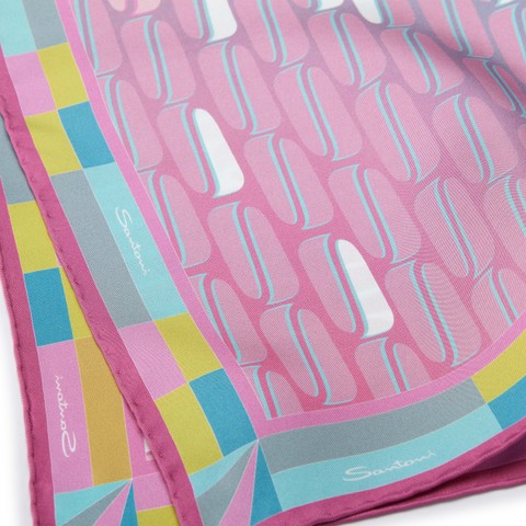 Pink silk scarf - Santoni - 4
