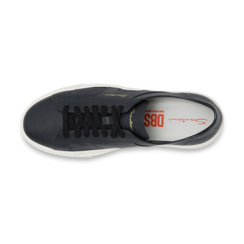 Men's blue tumbled leather double buckle sneaker - Santoni - 5