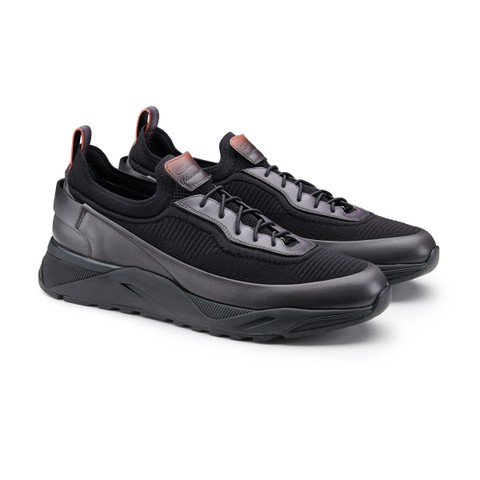 Men's grey leather sneaker - Santoni - 2