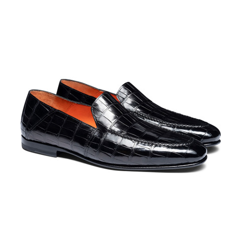 Mocasín de hombre en piel de aligátor negro - Santoni - 2