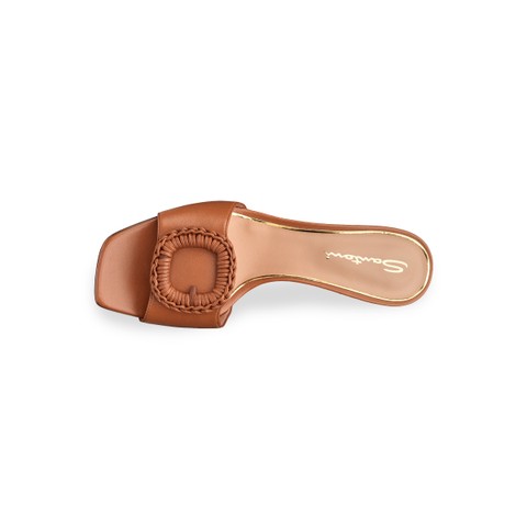 Women's brown leather mid-heel sandal - Santoni - 4