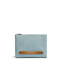 Light blue tumbled leather pouch - Santoni - 1