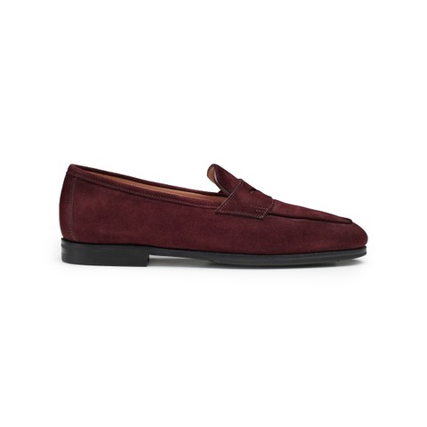 Women's burgundy suede Carla loafer - Santoni - 1