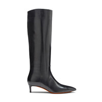 Women's black leather mid-heel boot - Santoni - 1