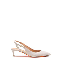 Naturfarbene Slingbacks für Damen aus Wildleder mit mittelhohem Absatz - Santoni - 1