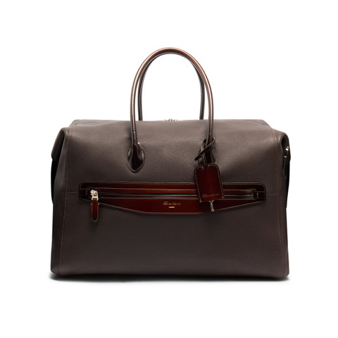 Dark brown tumbled leather weekend bag - Santoni - 1
