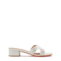 Women's white leather low-heel Didi sandal - Santoni - 1