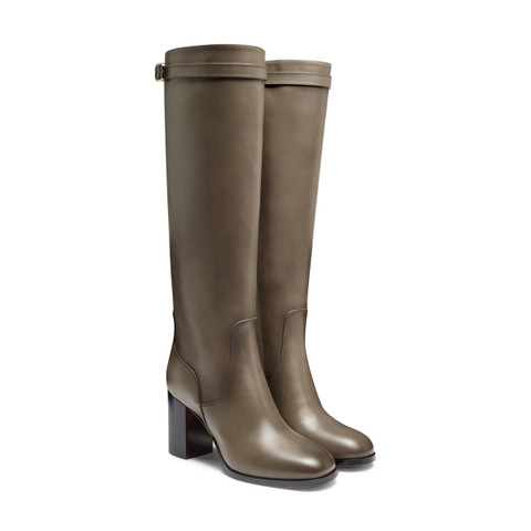 Graue Stiefel für Damen aus Leder mit hohem Absatz - Santoni - 2