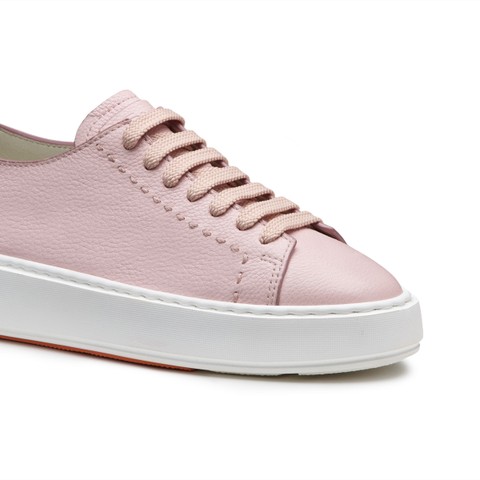 Women's pink leather sneaker - Santoni - 5