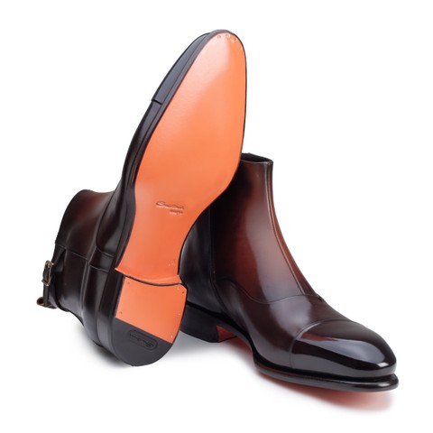 Men's dark brown leather ankle boot - Santoni - 3