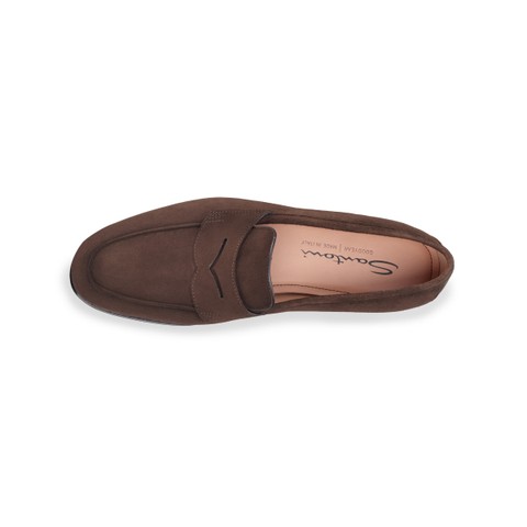 Women's dark brown suede Carla loafer - Santoni - 4