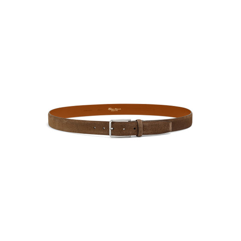 Men's brown suede adjustable belt - Santoni - 4