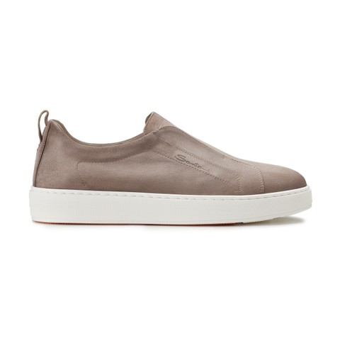 Men's beige suede slip-on sneaker - Santoni - 1