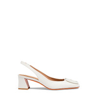 Women's white leather mid-heel slingback - Santoni - 1