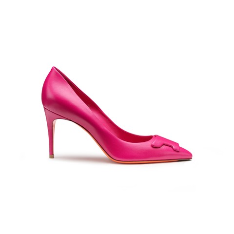 Women's pink leather high-heel Santoni Sibille pump - Santoni - 1
