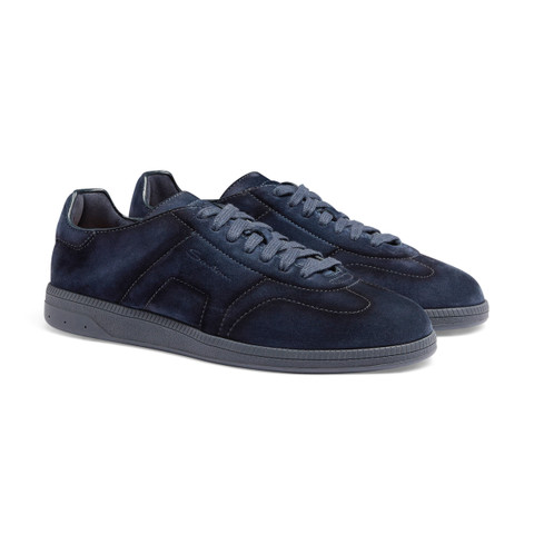 Men's blue suede DBS Oly sneaker - Santoni - 3