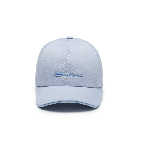 Men's light blue cotton baseball cap - Santoni - 1
