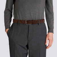 Dark brown suede adjustable belt - Santoni - 2