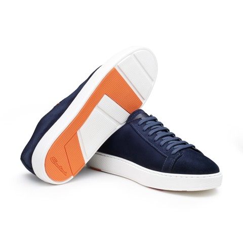 Men's blue suede sneaker - Santoni - 3