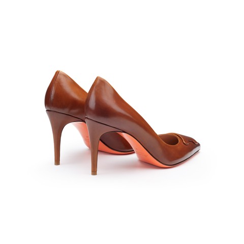 Women's brown leather high-heel Santoni Sibille pump - Santoni - 3