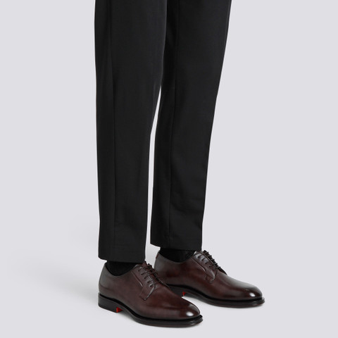 Men&rsquo;s polished brown leather Derby shoe - Santoni - 2