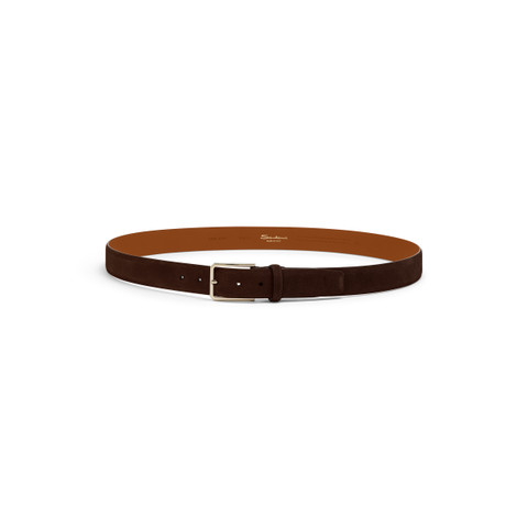 Men's brown suede adjustable belt - Santoni - 4