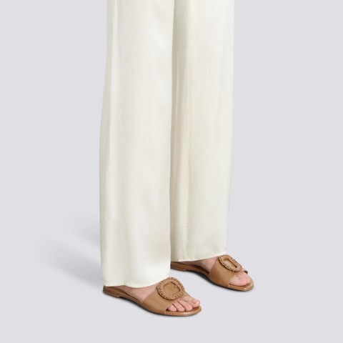 Women's brown leather slide sandal - Santoni - 2