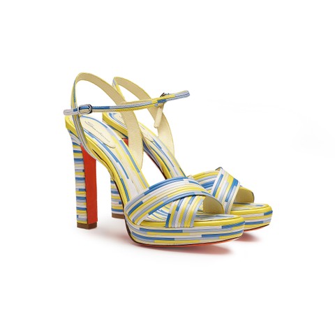 Women's multicolor leather high-heel sandal - Santoni - 3