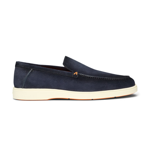 Men&rsquo;s blue suede loafer - Santoni - 1
