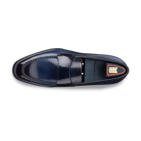 Men's blue leather Meraviglia Collection penny loafer - Santoni - 4