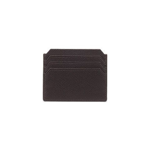 Dark brown tumbled leather credit card holder - Santoni - 4