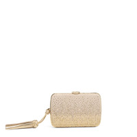 Beigefarbene Clutch aus Wildleder mit Strass - Santoni - 1